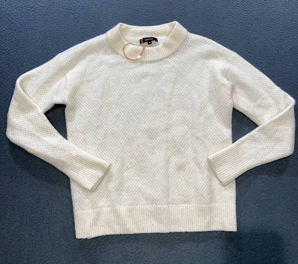 Quince Sweater Womens XS ivory wool ALPACA Crewneck Raglan Knit Pullover A011251
